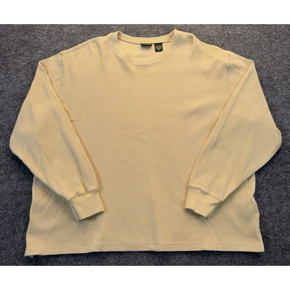 Eddie Bauer Waffle Knit Thermal Shirt Beige Long Sleeve Men's XL Cotton